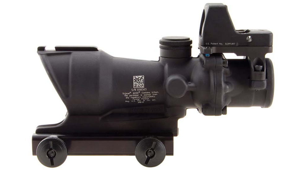 Trijicon 4x32 ACOG Rifle Scope, Center Illuminated Amber Crosshair .223 Reticle w/ Colt Knob Thumbscrew Mount &amp; LED 3.25 MOA Red Dot RMR Type 2, Black, 100556
