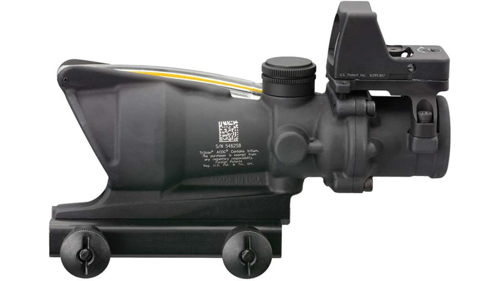 Trijicon 4x32 ACOG Rifle Scope, Dual Illuminated Amber Crosshair .223 Reticle w/ Colt Knob Thumbscrew Mount &amp; LED 3.25 MOA Red Dot RMR Type 2, Black, 100551