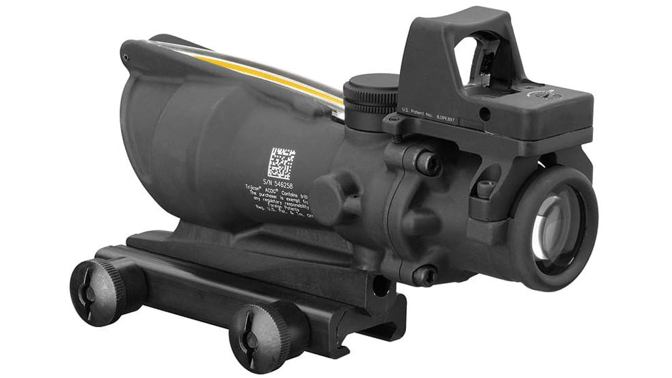 Trijicon 4x32 ACOG Rifle Scope, Dual Illuminated Amber Crosshair .223 Reticle w/ Colt Knob Thumbscrew Mount &amp; LED 3.25 MOA Red Dot RMR Type 2, Black, 100551