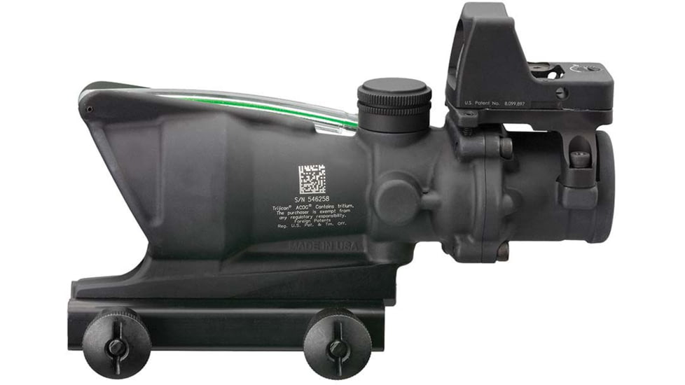 Trijicon 4x32 ACOG Rifle Scope, Dual Illuminated Green Chevron .223 Reticle w/ Colt Knob Thumbscrew Mount &amp; LED 3.25 MOA Red Dot RMR Type 2, Black, 100548