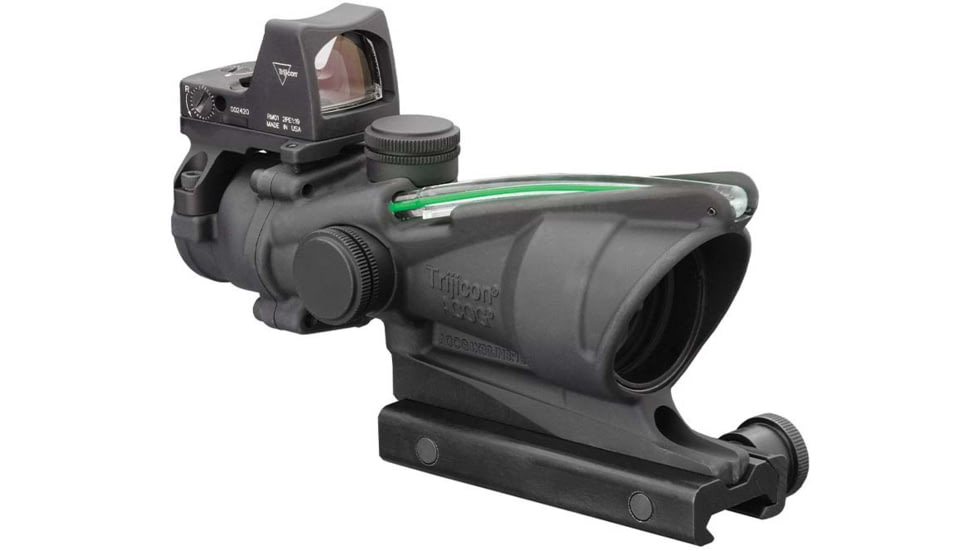 Trijicon 4x32 ACOG Rifle Scope, Dual Illuminated Green Chevron .223 Reticle w/ Colt Knob Thumbscrew Mount &amp; LED 3.25 MOA Red Dot RMR Type 2, Black, 100548