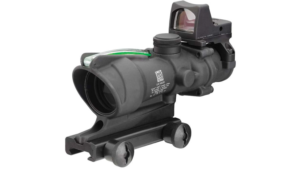 Trijicon 4x32 ACOG Rifle Scope, Dual Illuminated Green Chevron .223 Reticle w/ Colt Knob Thumbscrew Mount &amp; LED 3.25 MOA Red Dot RMR Type 2, Black, 100548