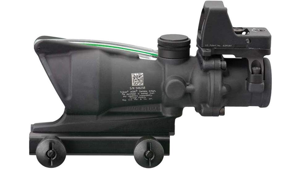 Trijicon 4x32 ACOG Rifle Scope, Dual Illuminated Green Crosshair .223 Reticle w/ Colt Knob Thumbscrew Mount &amp; LED 3.25 MOA Red Dot RMR Type 2, Black, 100552