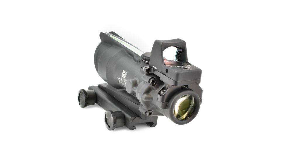 Trijicon 4x32 ACOG Rifle Scope, Dual Illuminated Green Crosshair .223 Reticle w/ Colt Knob Thumbscrew Mount &amp; LED 3.25 MOA Red Dot RMR Type 2, Black, 100552
