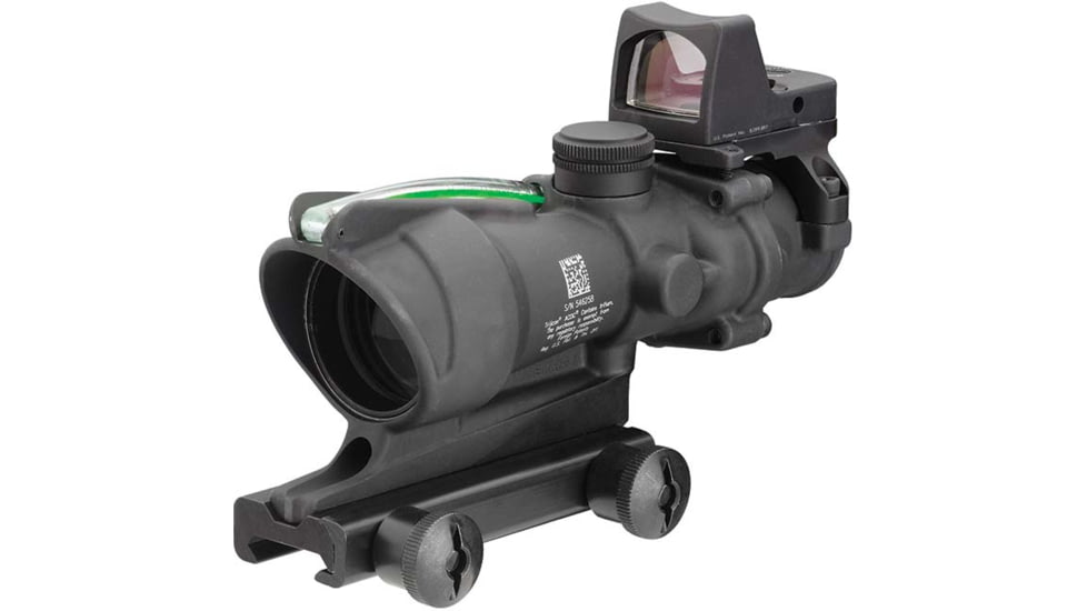 Trijicon 4x32 ACOG Rifle Scope, Dual Illuminated Green Crosshair .223 Reticle w/ Colt Knob Thumbscrew Mount &amp; LED 3.25 MOA Red Dot RMR Type 2, Black, 100552