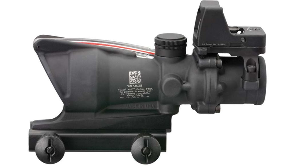 Trijicon 4x32 ACOG Rifle Scope, Dual Illuminated Red Chevron .223 Reticle w/ Colt Knob Thumbscrew Mount &amp; LED 3.25 MOA Red Dot RMR Type 2, Black, 100549