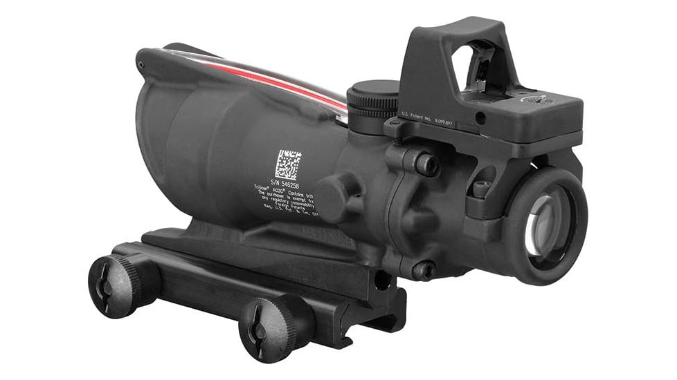 Trijicon 4x32 ACOG Rifle Scope, Dual Illuminated Red Chevron .223 Reticle w/ Colt Knob Thumbscrew Mount &amp; LED 3.25 MOA Red Dot RMR Type 2, Black, 100549