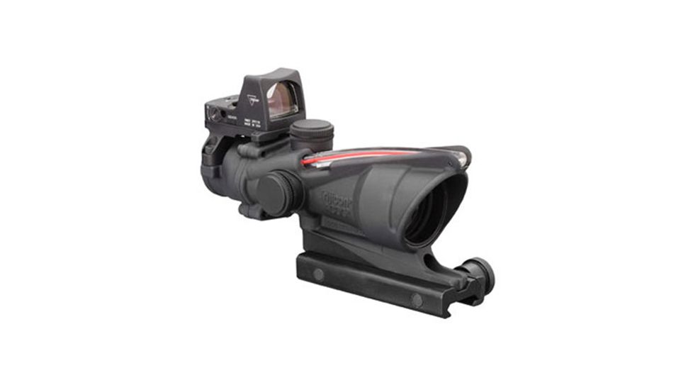 Demo, Trijicon 4x32 ACOG Rifle Scope, Dual Illuminated Red Chevron .223 Reticle w/ Colt Knob Thumbscrew Mount &amp; LED 3.25 MOA Red Dot RMR Type 2, Black, 100549