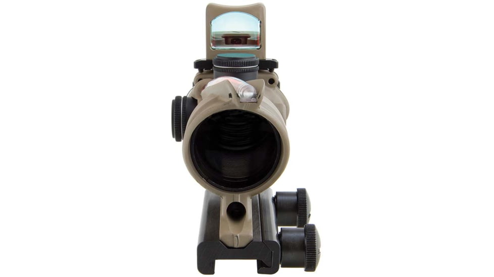 Trijicon 4x32 ACOG Rifle Scope, Dual Illuminated Red Chevron .223 Reticle w/ Colt Knob Thumbscrew Mount &amp; LED 3.25 MOA Red Dot RMR Type 2, Cerakote FDE, 100570