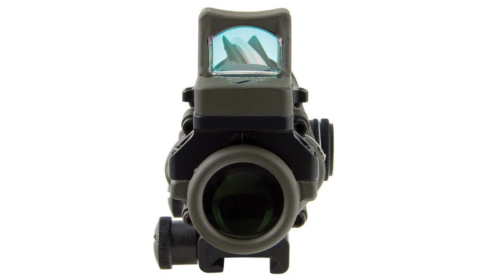 Trijicon 4x32 ACOG Rifle Scope, Dual Illuminated Red Chevron .223 Reticle w/ Colt Knob Thumbscrew Mount &amp; LED 3.25 MOA Red Dot RMR Type 2, Cerakote OD Green, 100569