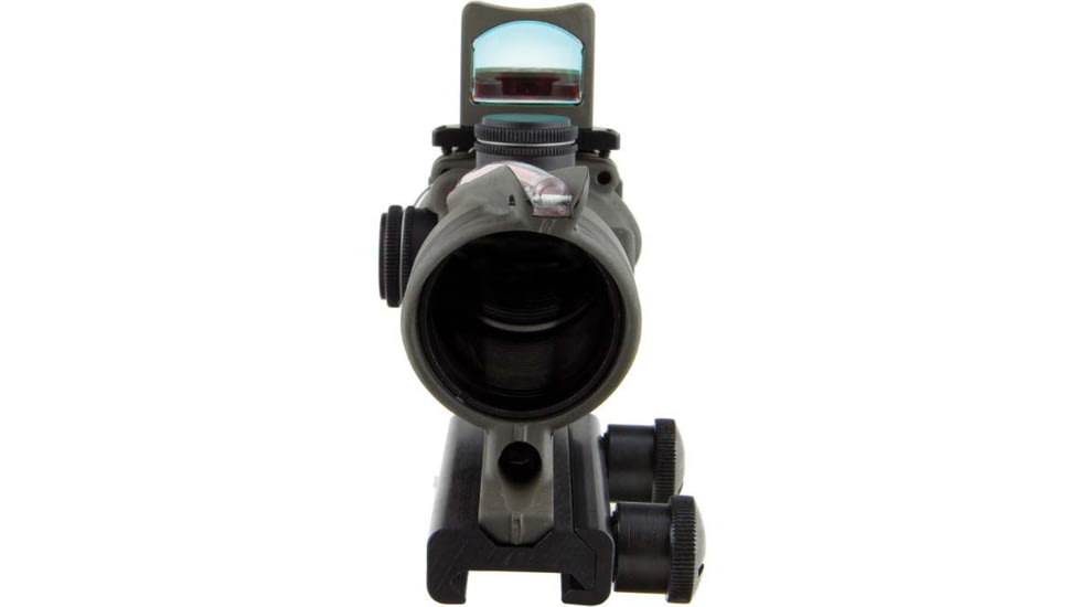 Trijicon 4x32 ACOG Rifle Scope, Dual Illuminated Red Chevron .223 Reticle w/ Colt Knob Thumbscrew Mount &amp; LED 3.25 MOA Red Dot RMR Type 2, Cerakote OD Green, 100569