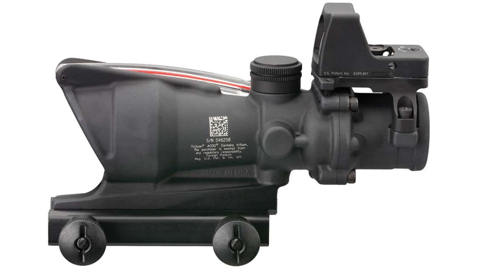 Trijicon 4x32 ACOG Rifle Scope, Dual Illuminated Red Crosshair .223 Reticle w/ Colt Knob Thumbscrew Mount &amp; LED 3.25 MOA Red Dot RMR Type 2, Black, 100550