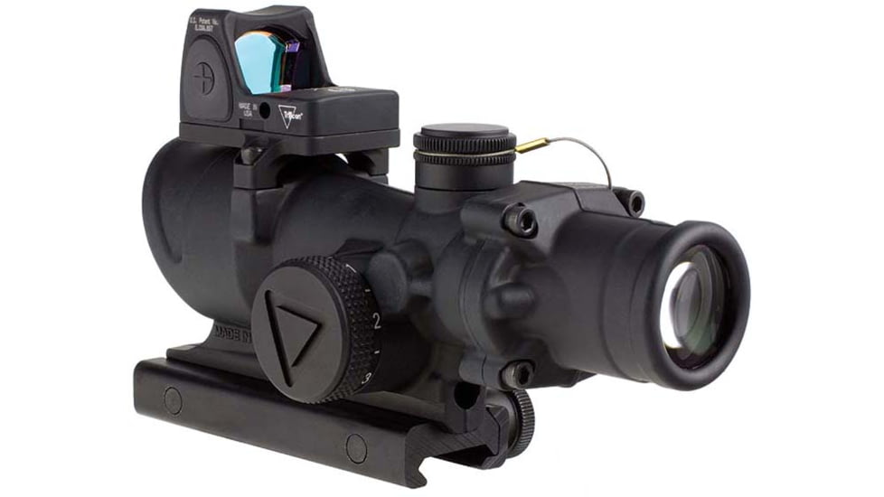 Trijicon 4x32 ACOG Rifle Scope, LED Red Crosshair .223 Reticle w/ Colt Knob Thumbscrew Mount &amp; Adjustable LED 3.25 MOA Red Dot RMR Type 2, Black, 100564