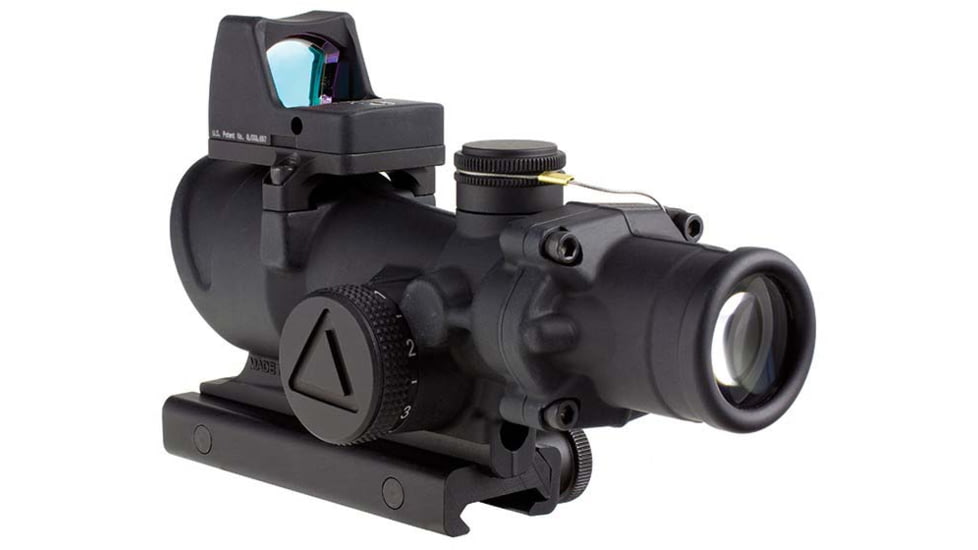 Trijicon 4x32 ACOG Rifle Scope, LED Red Crosshair .223 Reticle w/ Colt Knob Thumbscrew Mount &amp; LED 3.25 MOA Red Dot RMR Type 2, Black, 100558