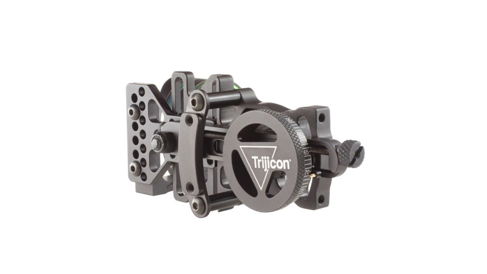 Trijicon AccuPin Bow Sight - Green w/ Dovetail Base &amp; Larger Screw on AccuDial Mount, Left Hand, Black BW51G-BL