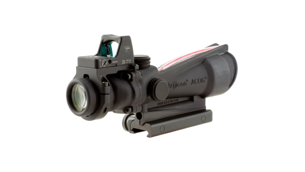 Trijicon ACOG 3.5x35 Dual Ill Rifle Scope, Red Crosshair .223 Reticle, 4.0 MOA RMR Sight, Mount