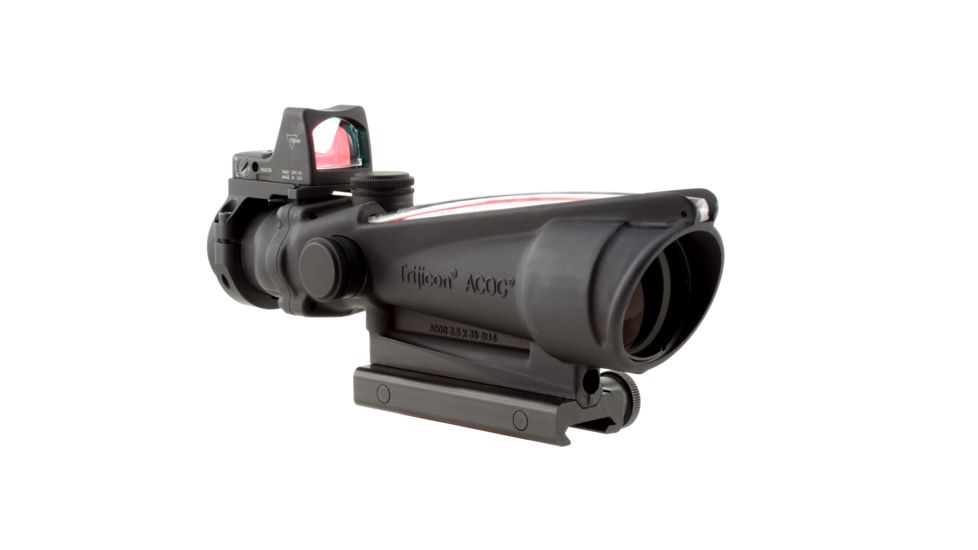 Trijicon ACOG 3.5x35 Dual Ill Rifle Scope, Red Crosshair .223 Reticle, 4.0 MOA RMR Sight, Mount