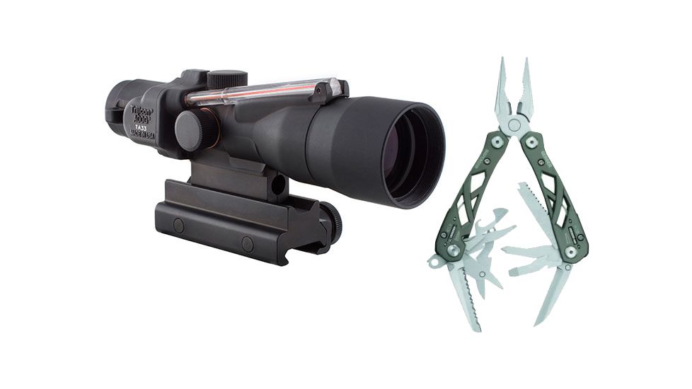 Trijicon ACOG 3x30 Dual Illum. Red Crosshair 300BLK Ball. Reticle w/TA60 TA33-C-400065 w/ Gerber Suspension Multi-Plier w/ Open Frame Design 1473