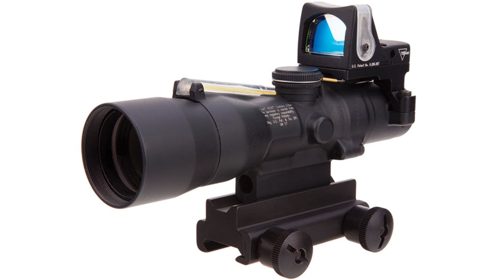 Trijicon ACOG TA33 3x30mm Rifle Scope w/9.0 MOA Trijicon RMR Red Dot Sight RM05, Black, Amber Chevron .223 / 62 Grain Reticle, MOA Adjustment, 400119