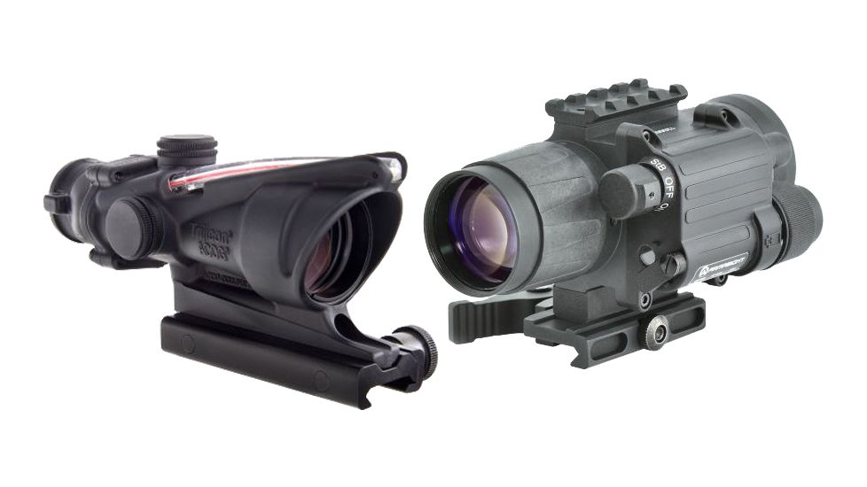 Trijicon ACOG 4x32 Illuminated Rifle Scope, Red Chevron BAC Reticle, Flattop TA51 Mount with Armasight Gen 2+ Day/Night Vision Clip-On System