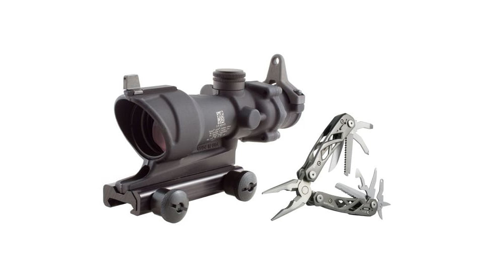 Trijicon ACOG 4x32 Red Dot Scope, Illuminated Amber Crosshair, .308 Ballistic Reticle &amp; Gerber Suspension Multi-Plier 1471, BOX