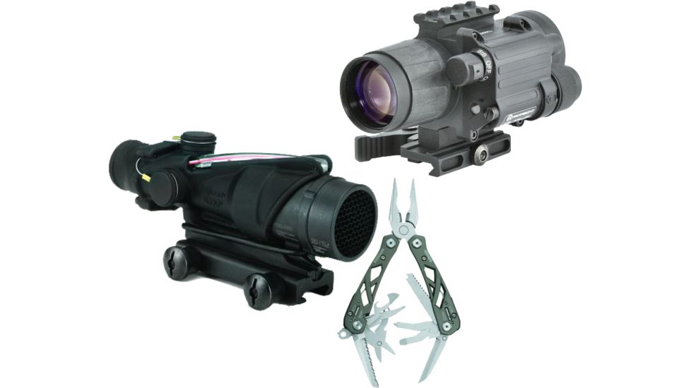 Trijicon ACOG 4x32 USMC Rifle Scope, For M4, TA51 Mount with Armasight Gen 2+ Day/Night Vision Clip-On System and FREE Gerber Suspension Multi-Plier