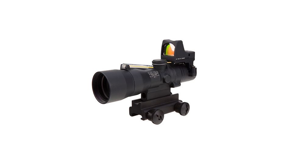 Trijicon 3x30 Compact ACOG Scope, Dual Illuminated Amber Horseshoe/Dot 5.56x45mm/62gr. Ballistic Reticle w/ LED RMR 3.25 MOA Red Dot and Colt Knob Thumbscrew Mount 400131