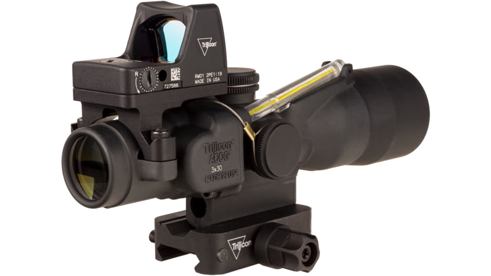 Trijicon Compact Dual Illuminated Q-LOC ACOG/RMR Scope, 3x30 mm, Amber, Horseshoe Dot Reticle, Matte Black, 400395