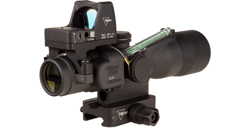 Trijicon Compact Dual Illuminated Q-LOC ACOG/RMR Scope, 3x30 mm, Green, Horseshoe Dot Reticle, Matte Black, 400394