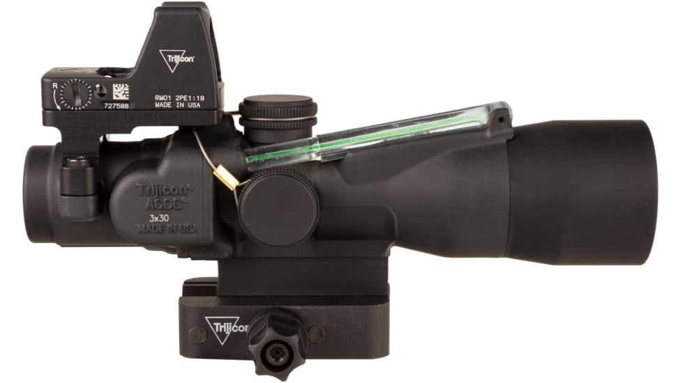 Trijicon Compact Dual Illuminated Q-LOC ACOG/RMR Scope, 3x30 mm, Green, Horseshoe Dot Reticle, Matte Black, 400394