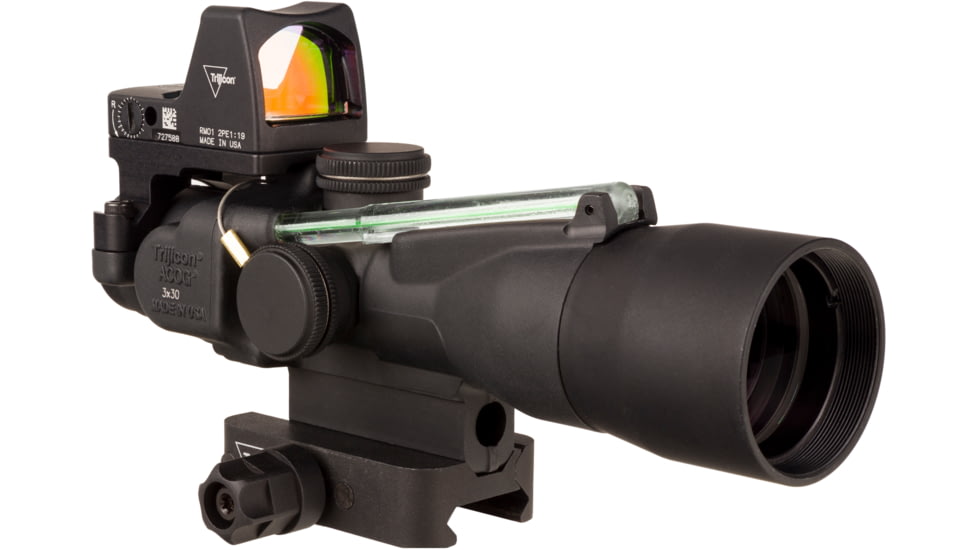 Trijicon Compact Dual Illuminated Q-LOC ACOG/RMR Scope, 3x30 mm, Green, Horseshoe Dot Reticle, Matte Black, 400394