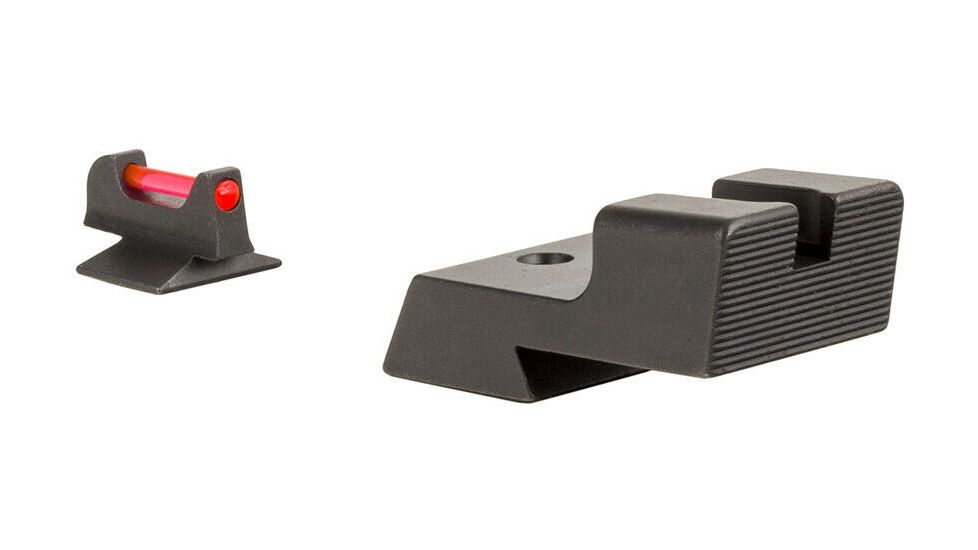 Trijicon Fiber Optic Pistol Front/Rear Sight Set, Red Fiber Stick, 1911 Novak Low Cut, Black, 601038