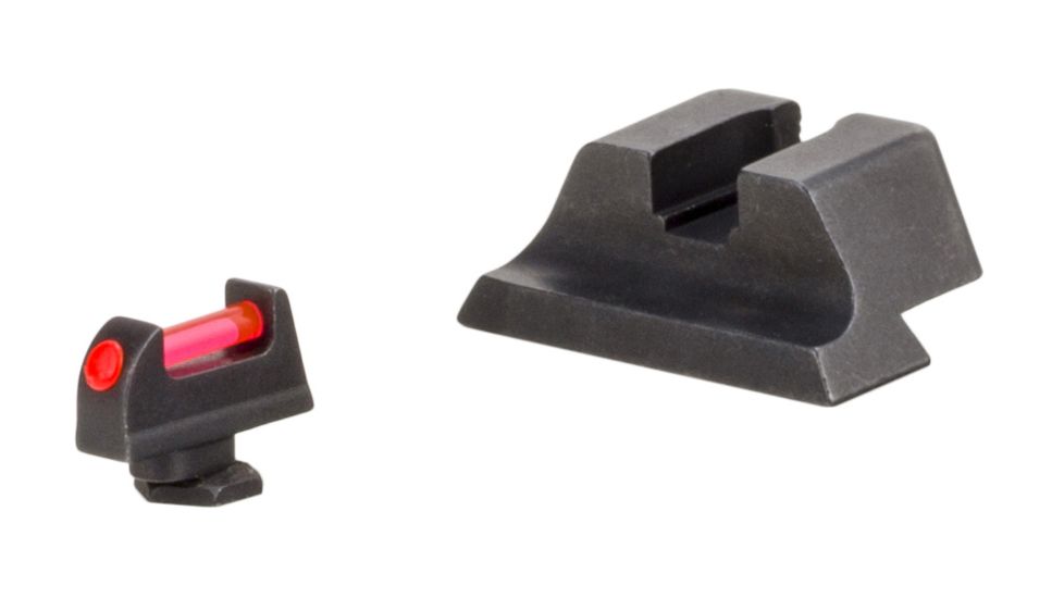 Trijicon Fiber Optic Pistol Front/Rear Sight Set, Red Fiber Stick, Glock 42/43, Black, 601029