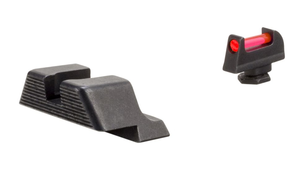 Trijicon Fiber Optic Pistol Front/Rear Sight Set, Red Fiber Stick, Glock 42/43, Black, 601029