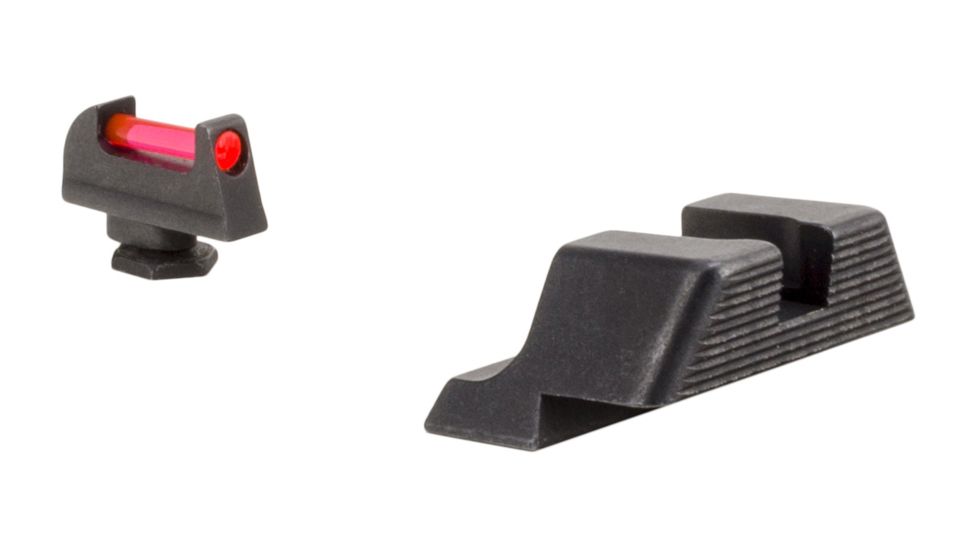 Trijicon Fiber Optic Pistol Front/Rear Sight Set, Red Fiber Stick, Glock 42/43, Black, 601029