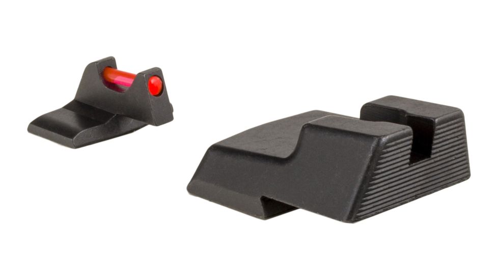 Trijicon Fiber Optic Pistol Front/Rear Sight Set, Red Fiber Stick, H&amp;K .45/.45Tactical, Black, 601044