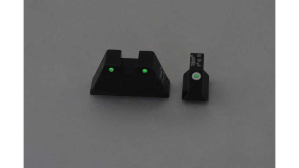 Trijicon For Glock Sup Night Sight w/ Wht Outline/Grn Lamps, White/Black, Suppressor Night Sight Set 196577