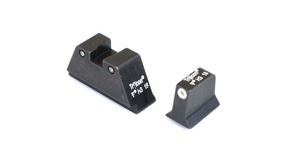 Trijicon For Glock Sup Night Sight w/ Wht Outline/Grn Lamps, White/Black, Suppressor Night Sight Set 196577