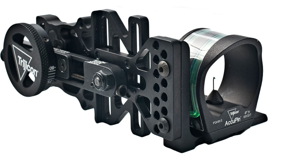 Trijicon GEN 1 AccuPin Bow Sight Grn w Smaller Screw AccuDial Mount, Bubble Dial LH- Black BW51G-BLN