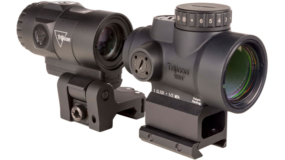 Trijicon MRO HD 1x25mm Red Dot Sights Combo Set, 68 MOA Reticle w/2.0 MOA Dot, Angled Glass, Black, 2200057