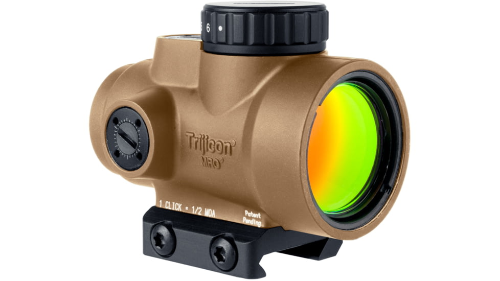 Trijicon MRO SD 1x25mm Reflex Green Dot Sight, 2.0 MOA Adjustable Green Dot, with Low Mount, Anodized Coyote Brown Anodized, MRO-C-2200347
