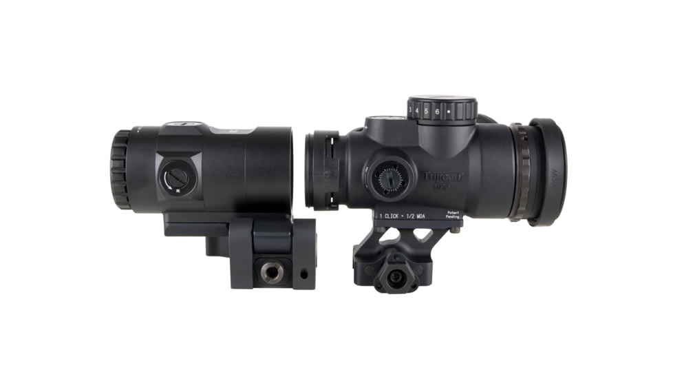 Trijicon MRO SD Patrol 1x25mm Reflex Red Dot Sight, 2.0 MOA Adjustable Red Dot, with Full Co-Witness Quick Release Q-LOC Mount, 3x Magnifier with Quick Release Flip-to-Side Mount, Black, MRO-C-2200368