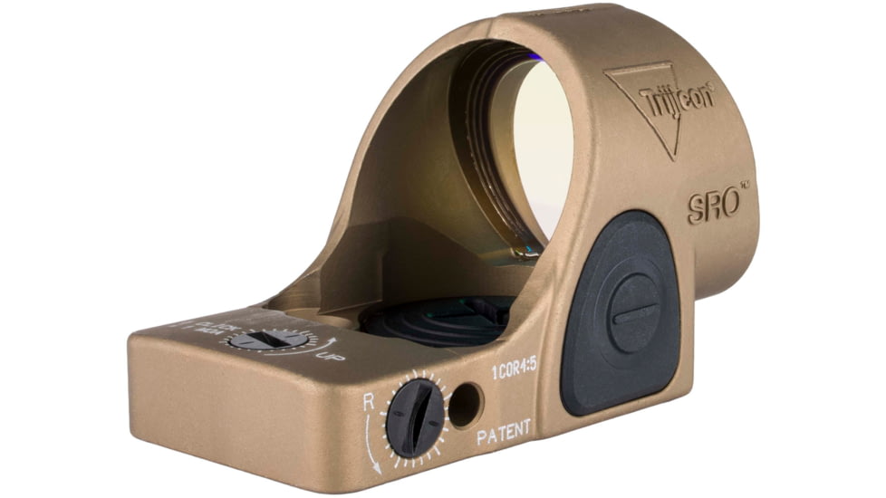 Trijicon SRO Adjustable LED Red Dot Reflex Sight, 1x, Green 2.5 MOA Dot Reticle, Anodized, Coyote Brown, SRO2-2500035