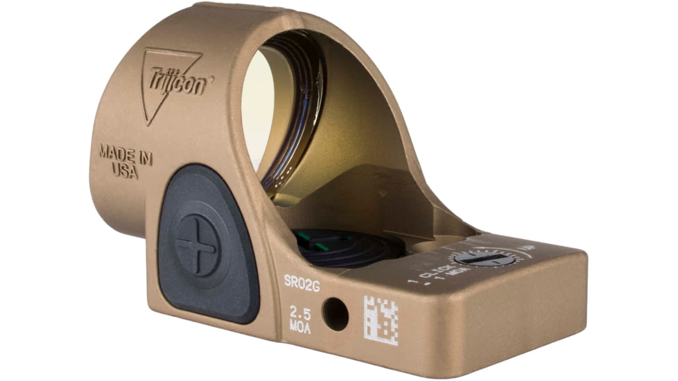 Trijicon SRO Adjustable LED Red Dot Reflex Sight, 1x, Green 2.5 MOA Dot Reticle, Anodized, Coyote Brown, SRO2-2500035