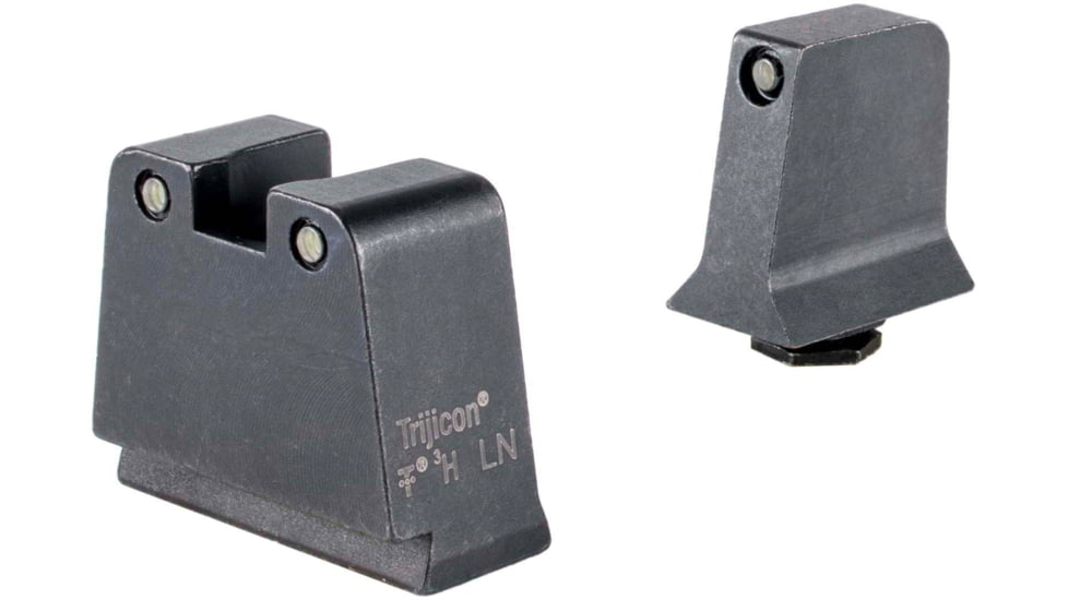 Trijicon Suppressor/Optic Height Sight Set, Black Front/Black Rear &amp; Green Lamp, Glock  42, 43, 43x, 43e, 49, Black, 601141