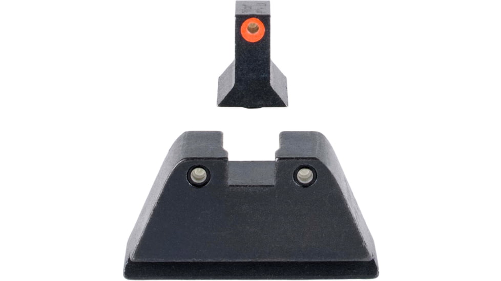 Trijicon Suppressor/Optic Height Sight Set, Orange Front/Black Rear &amp; Green Lamp, Glock 17, 17L, 19, 22 - 28, 31 - 35, 37 - 39, 45, Black, 601134