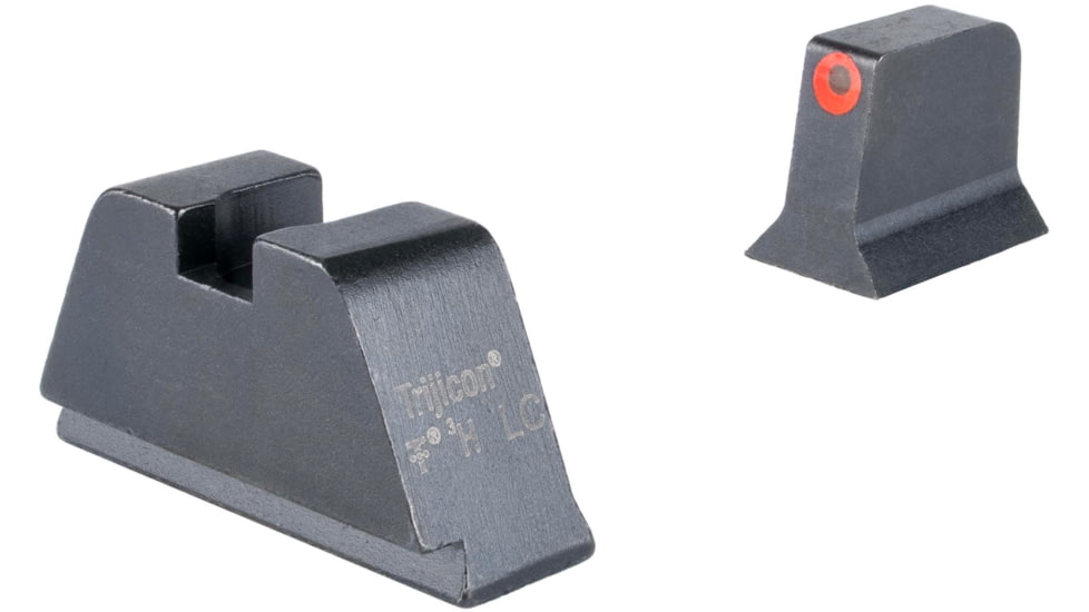 Trijicon Suppressor/Optic Height Sight Set, Orange Front/Metal Rear &amp; Green Lamp, Glock 17, 17L, 19, 22 - 28, 31 - 35, 37 - 39, 45, Black, 601138