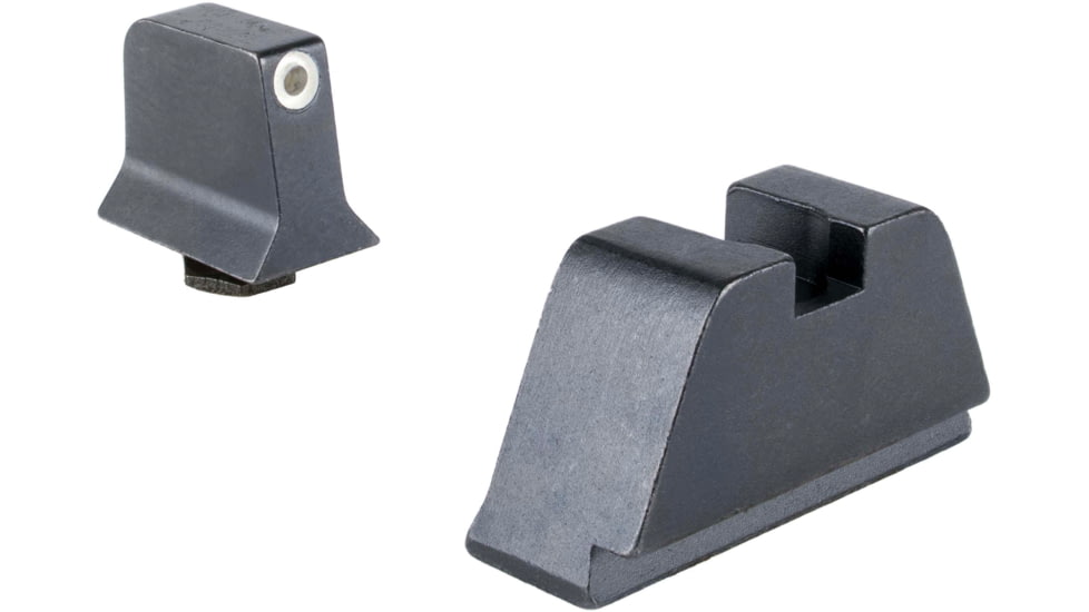 Trijicon Suppressor/Optic Height Sight Set, White Front/Metal Rear &amp; Green Lamp, Glock 17, 17L, 19, 22 - 28, 31 - 35, 37 - 39, 45, Black, 601136