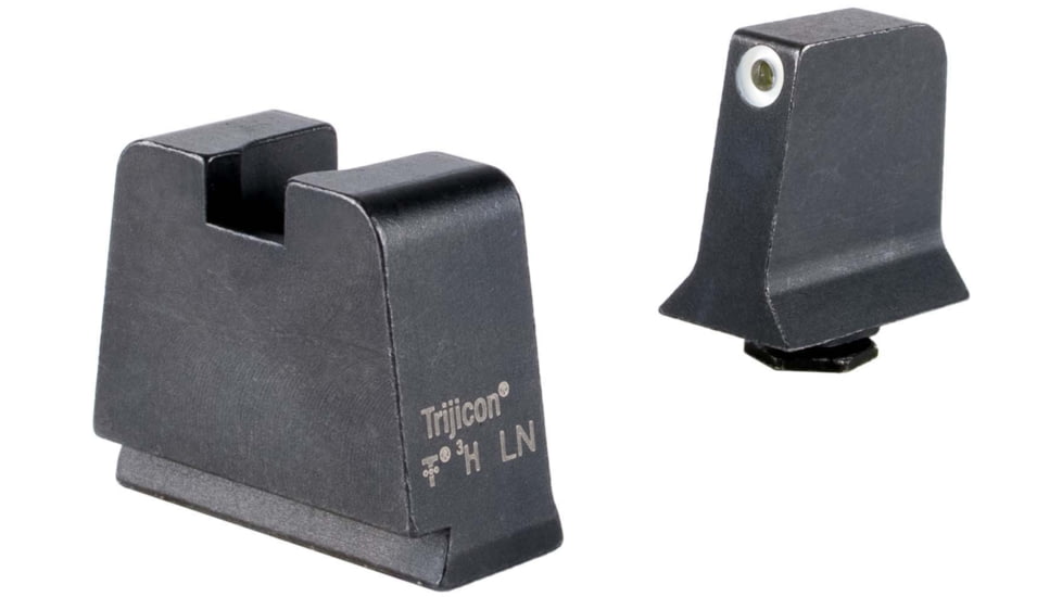 Trijicon Suppressor/Optic Height Sight Set, White Front/Metal Rear &amp; Green Front Lamp, Glock  42, 43, 43x, 43e, 48, Black, 601144