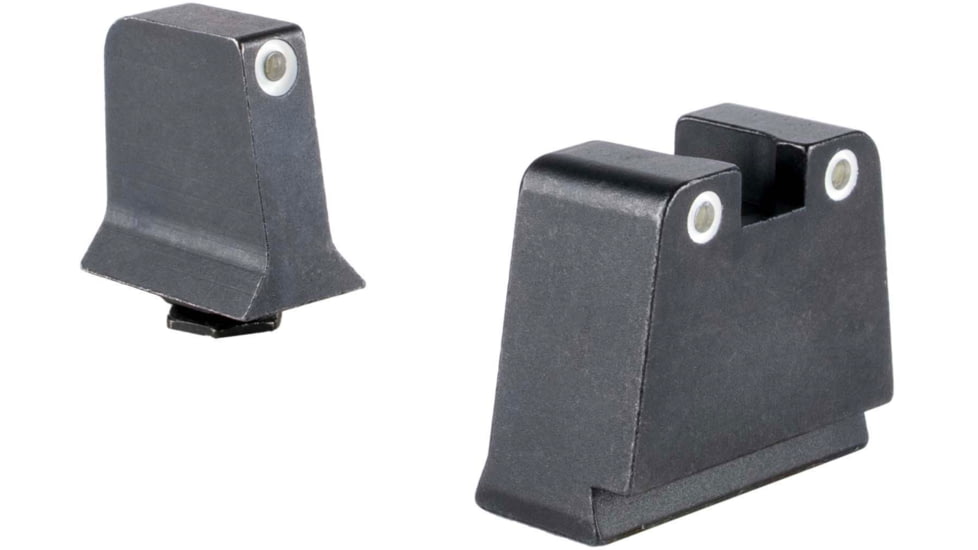 Trijicon Suppressor/Optic Height Sight Set, White Front/White Rear &amp; Green Lamp, Glock  42, 43, 43x, 43e, 48, Black, 601140
